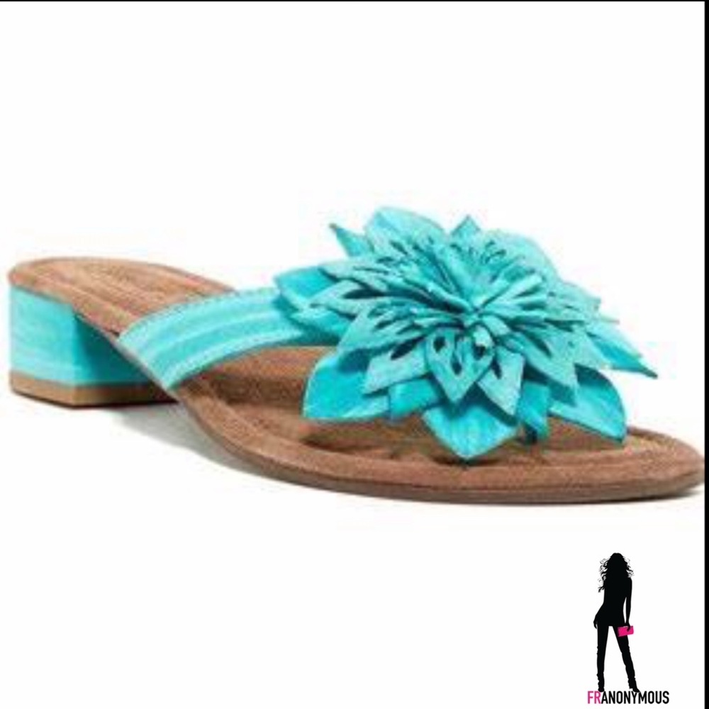 Turquiose Floral Flipflops